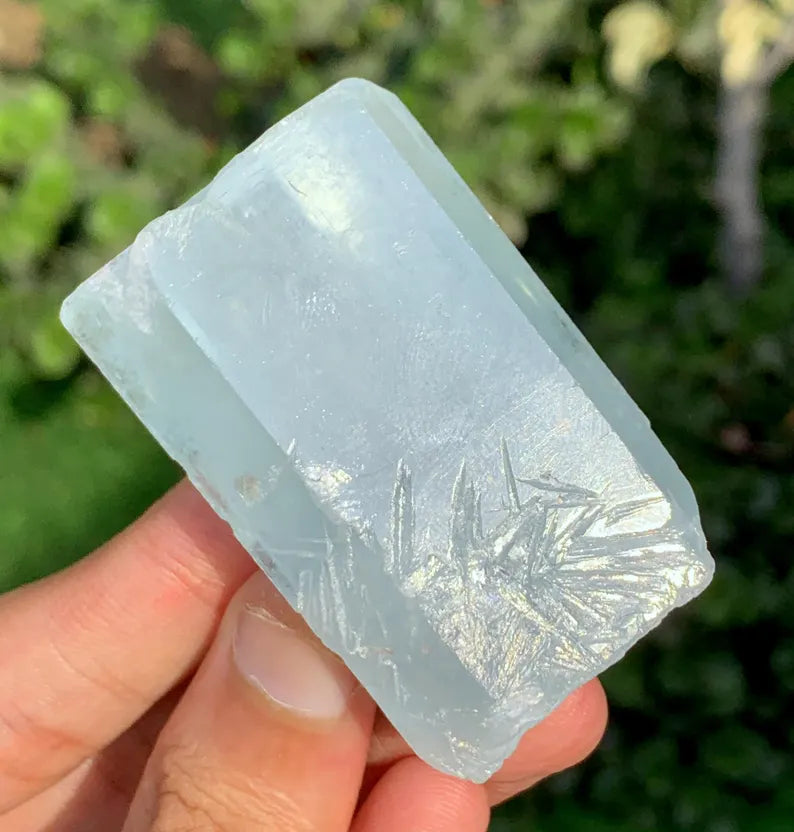 Natural Terminated Aquamarine Crystal With Rainbow Inclusion And Muscovite From Pakistan - 99.20 Grams