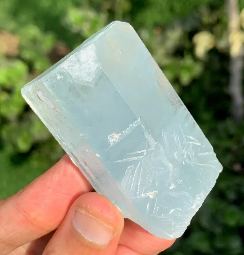 Natural Terminated Aquamarine Crystal With Rainbow Inclusion And Muscovite From Pakistan - 99.20 Grams