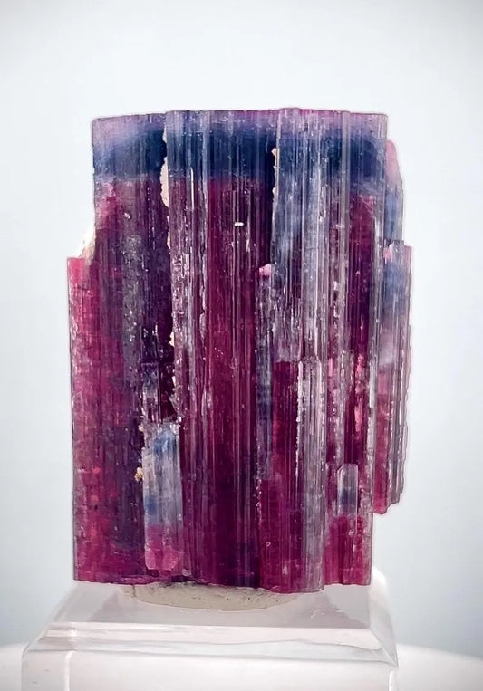 Blue/Purple Cap Deep Pink Tourmaline Crystal from Afghanistan - 253 Gram
