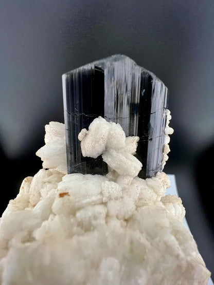 Schorl Tourmaline on Feldspar Specimen from Pakistan - 322 Grams