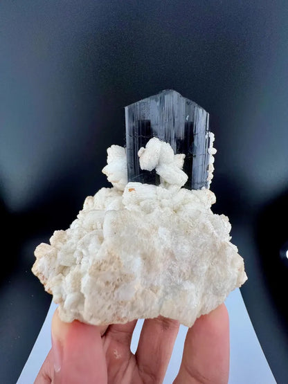 Schorl Tourmaline on Feldspar Specimen from Pakistan - 322 Grams