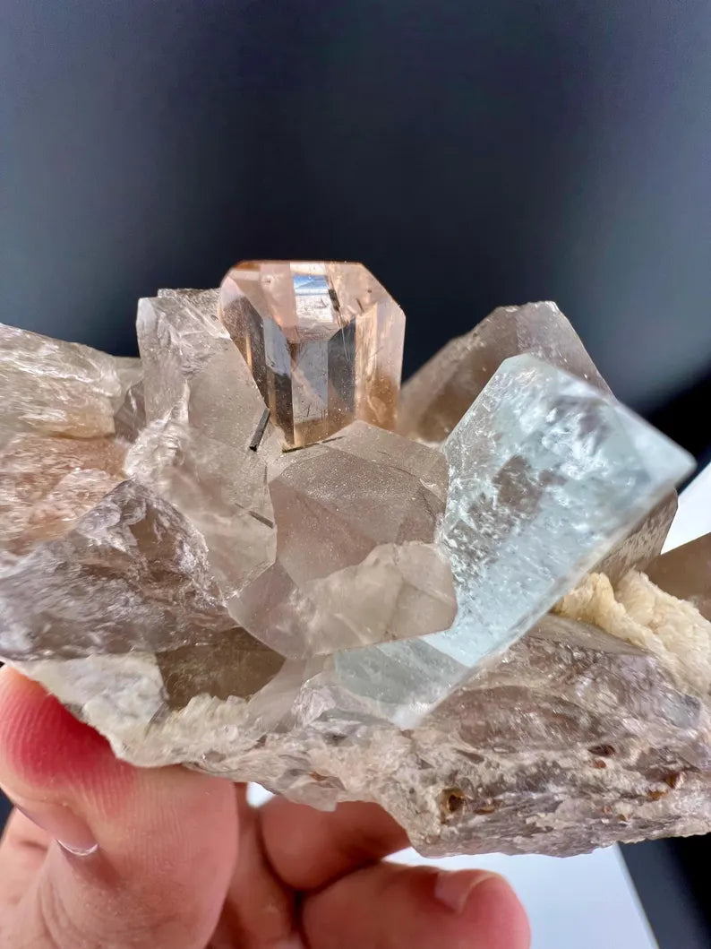 Aquamarine with Topaz and Quartz Specimen from Pakistan - 186 Grams