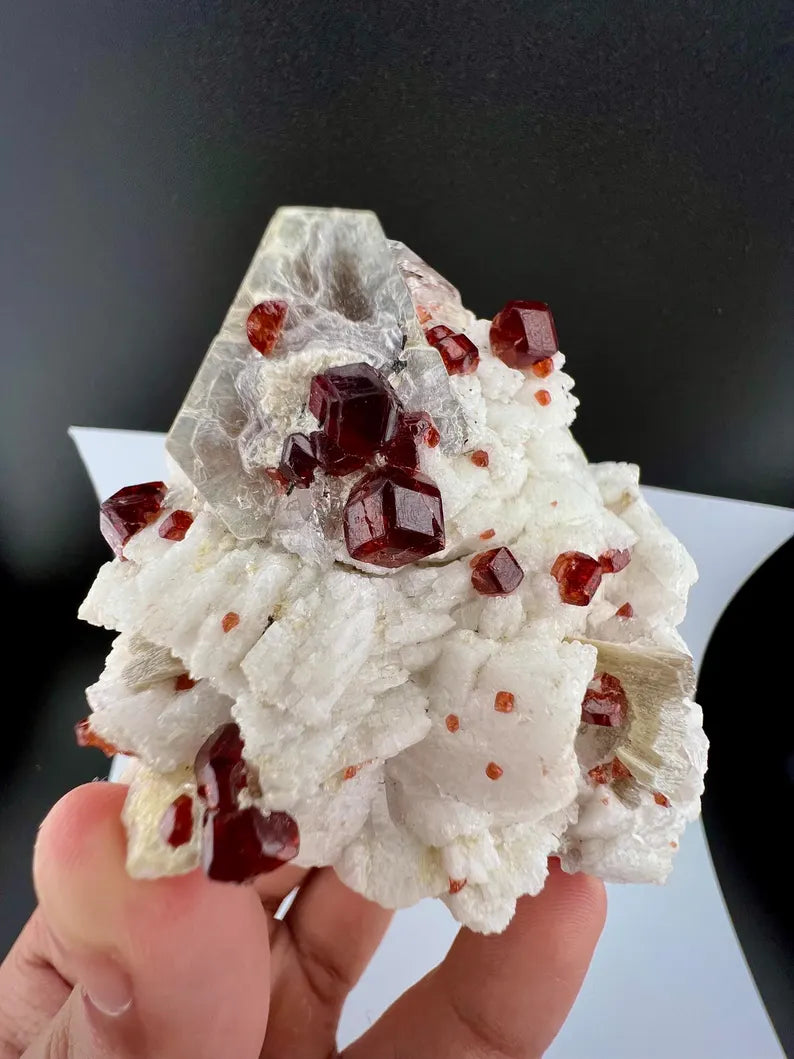 Red Garnet Crystals with Quartz and Mica Specimen from Pakistan - 176 Grams