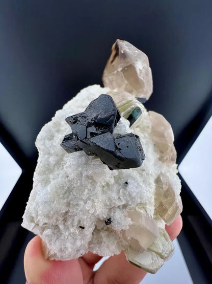 Black Cassiterite With Quartz Specimen from Pakistan - 176 Grams