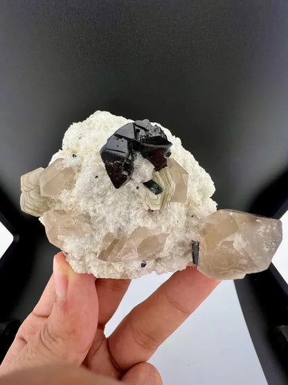 Black Cassiterite With Quartz Specimen from Pakistan - 176 Grams