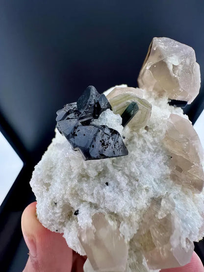 Black Cassiterite With Quartz Specimen from Pakistan - 176 Grams