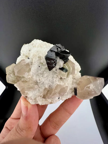 Black Cassiterite With Quartz Specimen from Pakistan - 176 Grams