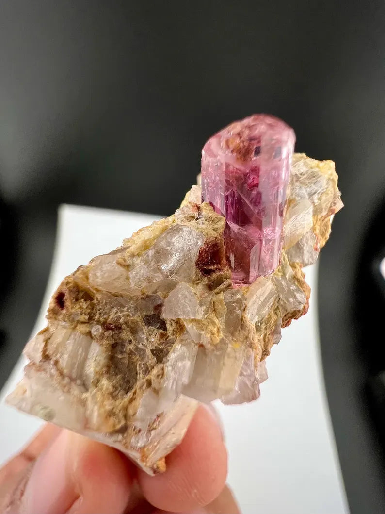 Pink Topaz Crystal on Matrix from Katlang Pakistan - 26.2 Grams