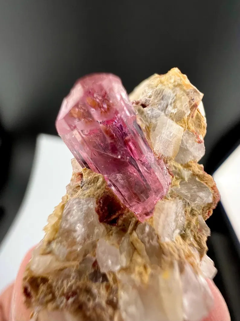 Pink Topaz Crystal on Matrix from Katlang Pakistan - 26.2 Grams