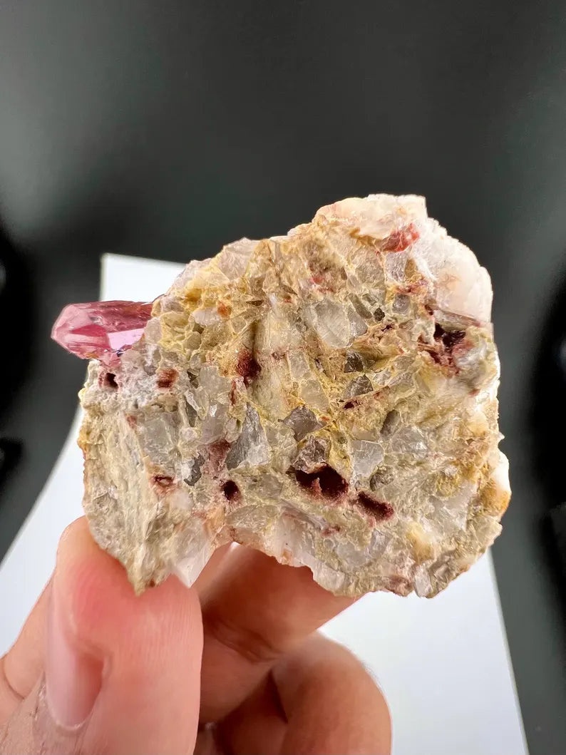 Pink Topaz Crystal on Matrix from Katlang Pakistan - 26.2 Grams