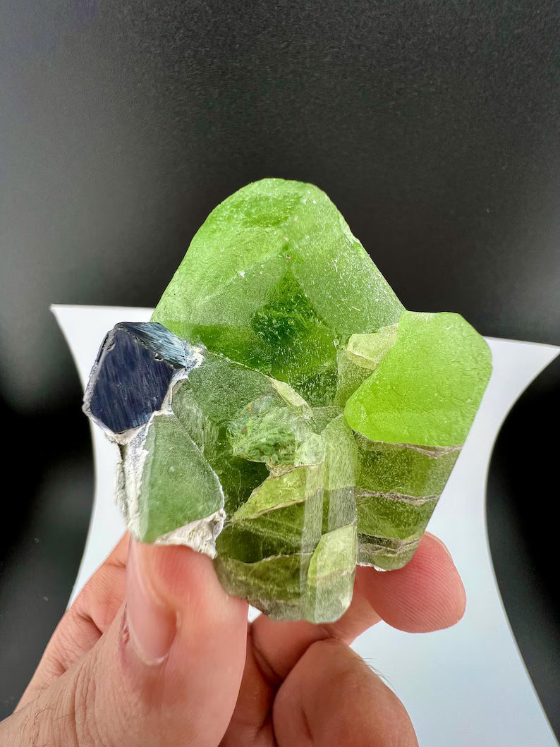Green Peridot Crystal with Magnetite from Pakistan - 60 Grams