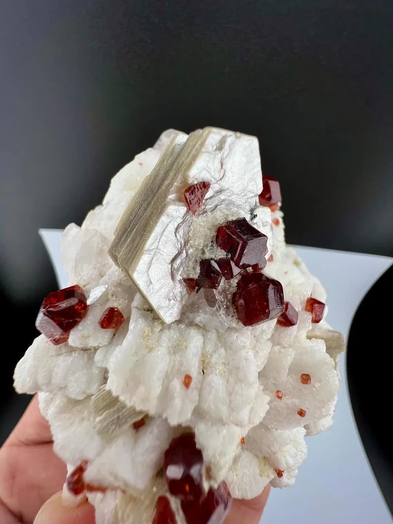 Red Garnet Crystals with Quartz and Mica Specimen from Pakistan - 176 Grams