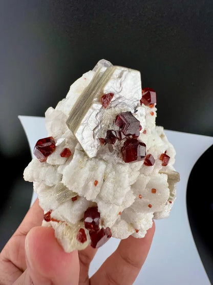 Red Garnet Crystals with Quartz and Mica Specimen from Pakistan - 176 Grams