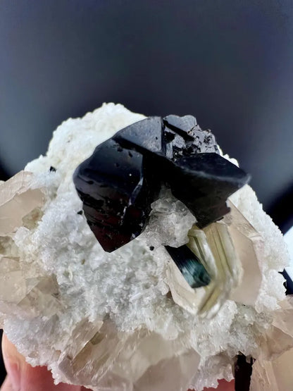 Black Cassiterite With Quartz Specimen from Pakistan - 176 Grams