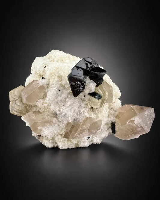 Black Cassiterite With Quartz Specimen from Pakistan - 176 Grams