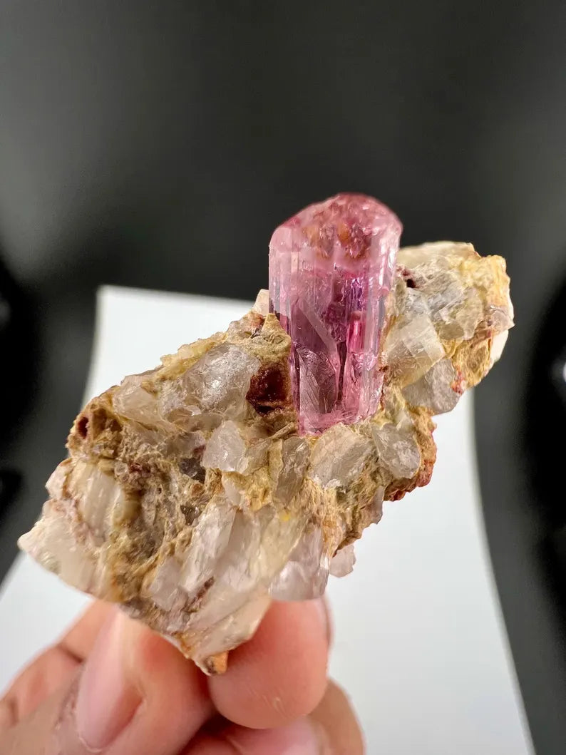 Pink Topaz Crystal on Matrix from Katlang Pakistan - 26.2 Grams