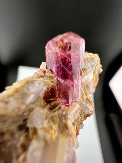 Pink Topaz Crystal on Matrix from Katlang Pakistan - 26.2 Grams