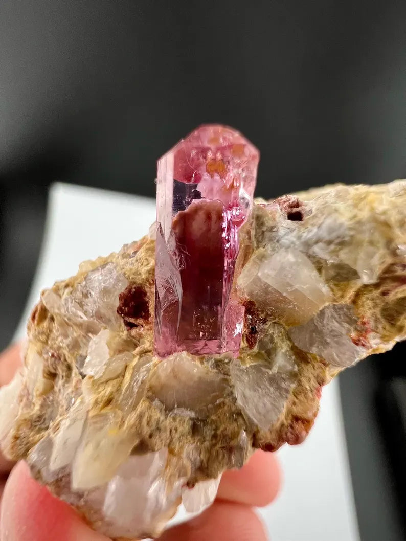 Pink Topaz Crystal on Matrix from Katlang Pakistan - 26.2 Grams