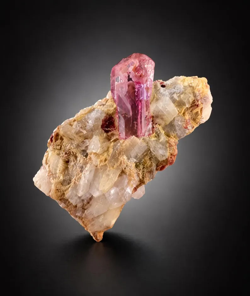 Pink Topaz Crystal on Matrix from Katlang Pakistan - 26.2 Grams
