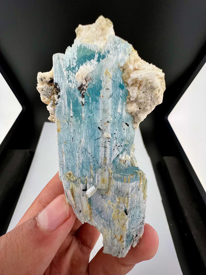 Blue Aquamarine Crystal with Albite from Pakistan - 131 Grams