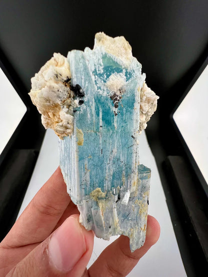 Blue Aquamarine Crystal with Albite from Pakistan - 131 Grams