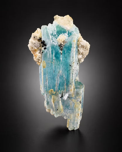 Blue Aquamarine Crystal with Albite from Pakistan - 131 Grams