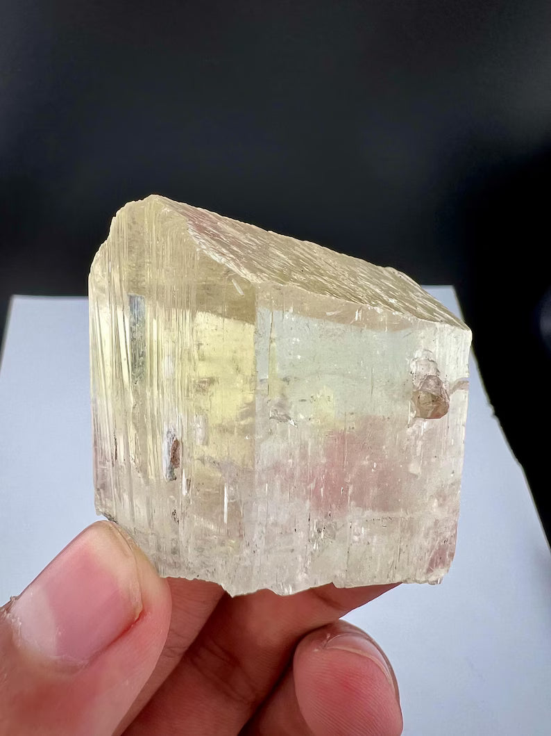 Yellow Triphane Kunzite Crystal from Afghanistan - 96 Grams
