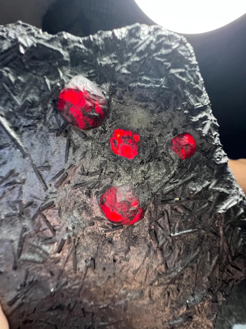 Red Garnet Crystals on Graphite from Massachusetts, USA - 71 Grams