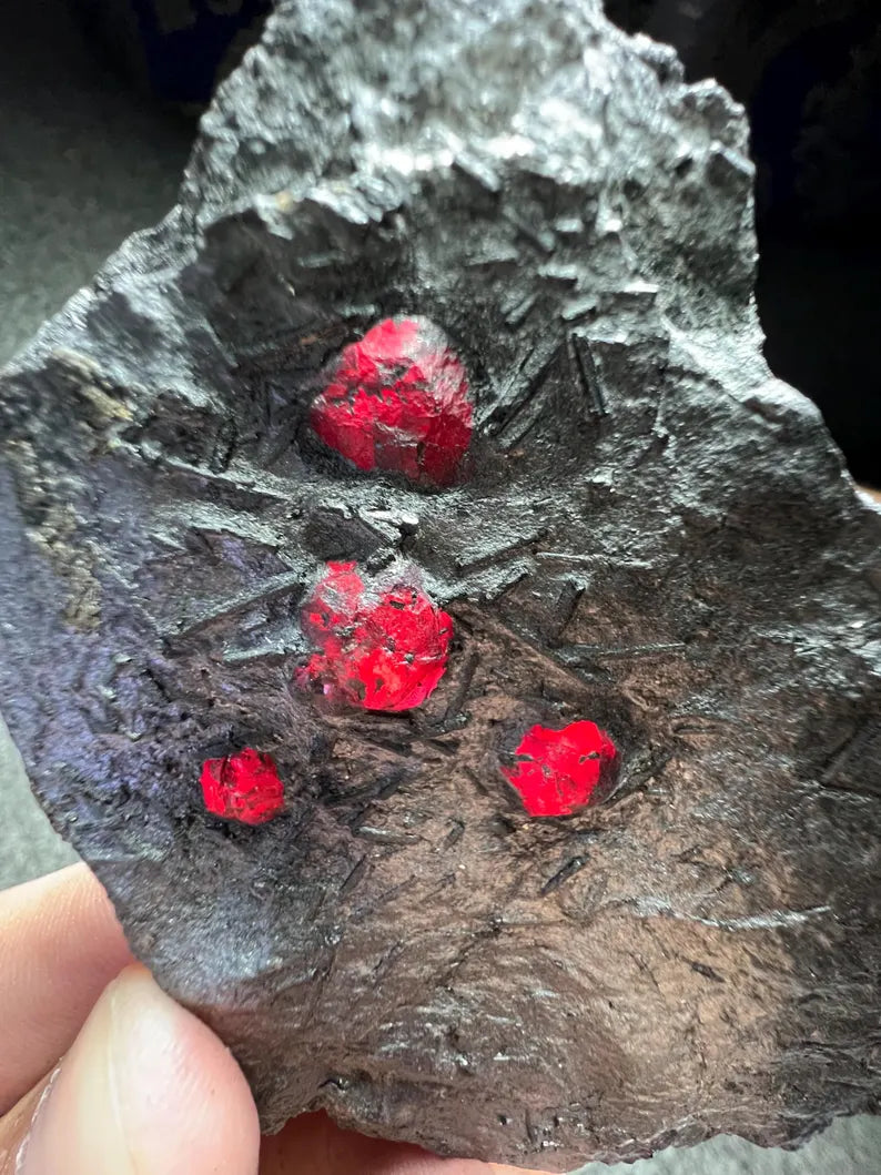 Red Garnet Crystals on Graphite from Massachusetts, USA - 71 Grams