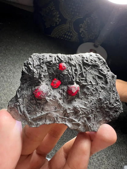 Red Garnet Crystals on Graphite from Massachusetts, USA - 71 Grams