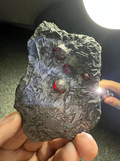Red Garnet Crystals on Graphite from Massachusetts, USA - 71 Grams