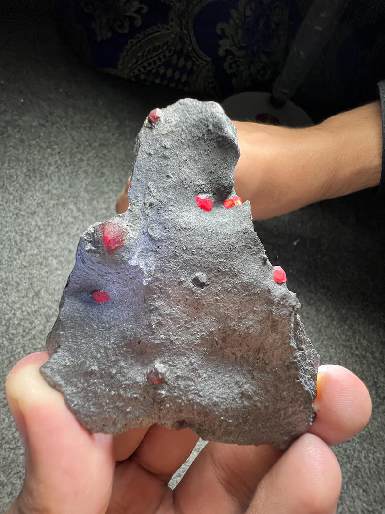 Red Garnet Crystals on Graphite from Massachusetts, USA - 55 Grams