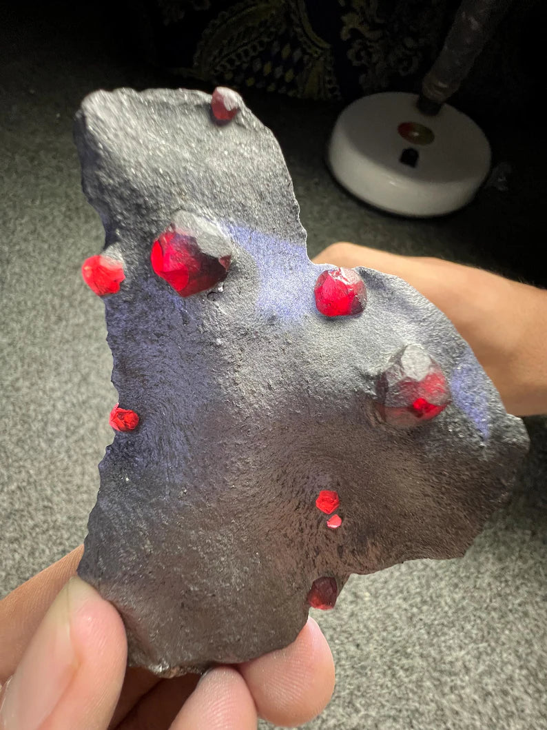 Red Garnet Crystals on Graphite from Massachusetts, USA - 55 Grams