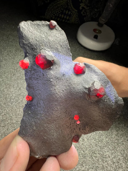 Red Garnet Crystals on Graphite from Massachusetts, USA - 55 Grams