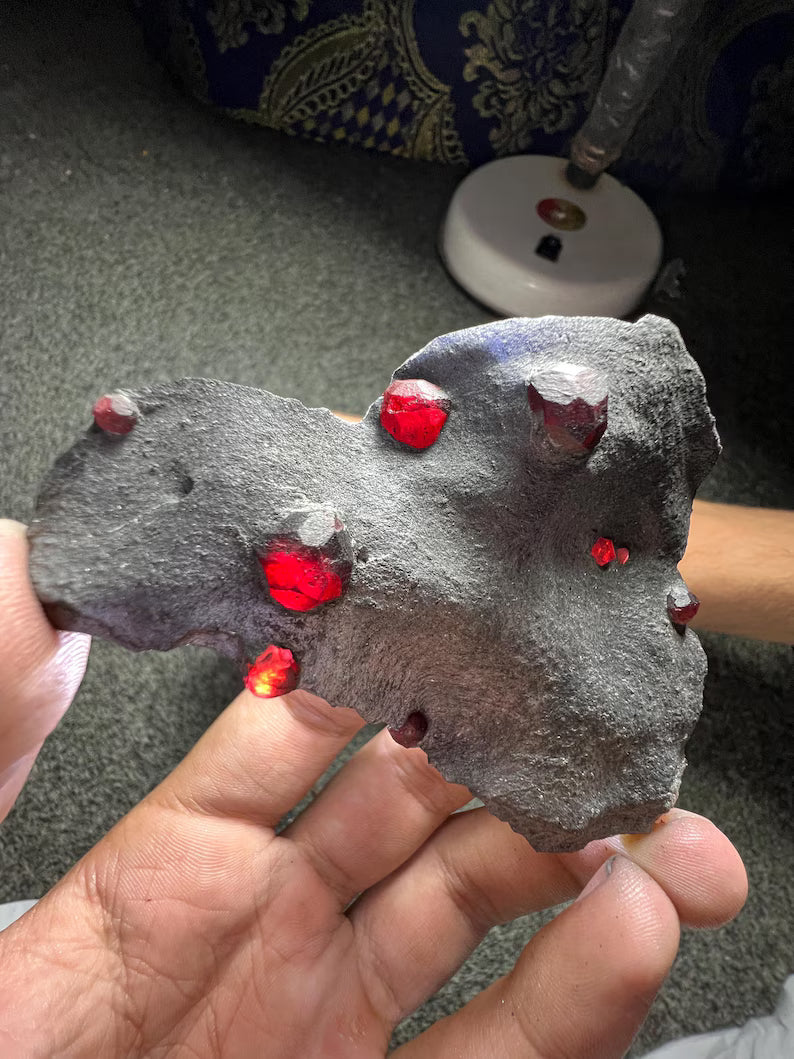 Red Garnet Crystals on Graphite from Massachusetts, USA - 55 Grams