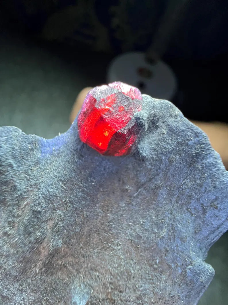 Red Garnet Crystals on Graphite from Massachusetts, USA - 68 Grams