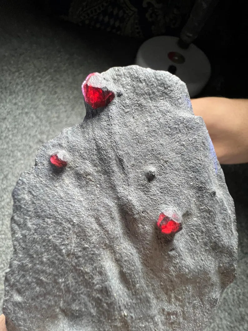 Red Garnet Crystals on Graphite from Massachusetts, USA - 68 Grams