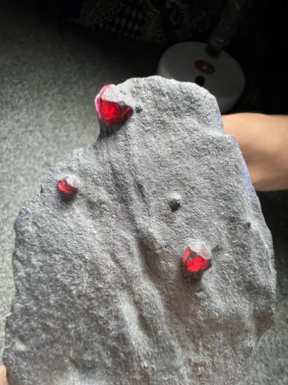 Red Garnet Crystals on Graphite from Massachusetts, USA - 68 Grams
