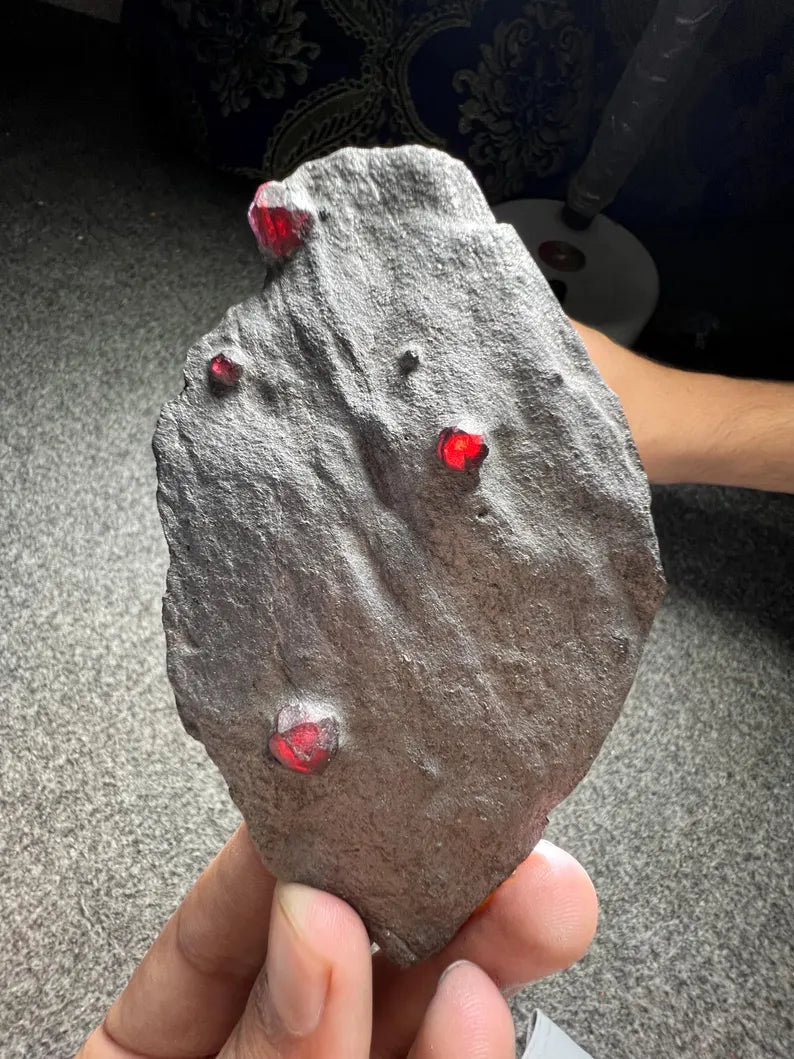 Red Garnet Crystals on Graphite from Massachusetts, USA - 68 Grams