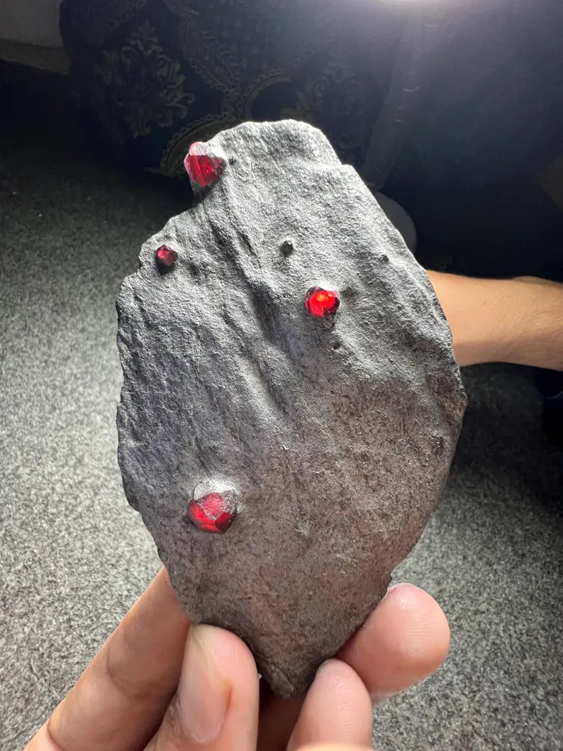 Red Garnet Crystals on Graphite from Massachusetts, USA - 68 Grams