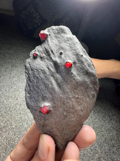 Red Garnet Crystals on Graphite from Massachusetts, USA - 68 Grams