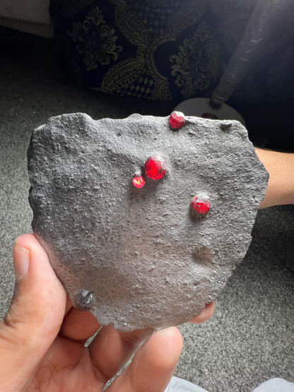 Red Garnet Crystals on Graphite from Massachusetts, USA - 61 Grams