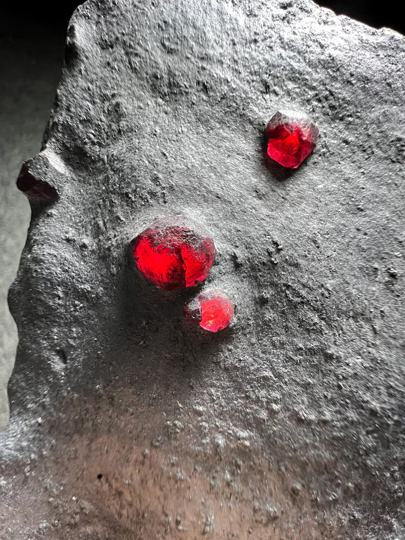 Red Garnet Crystals on Graphite from Massachusetts, USA - 61 Grams