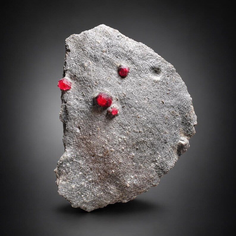 Red Garnet Crystals on Graphite from Massachusetts, USA - 61 Grams