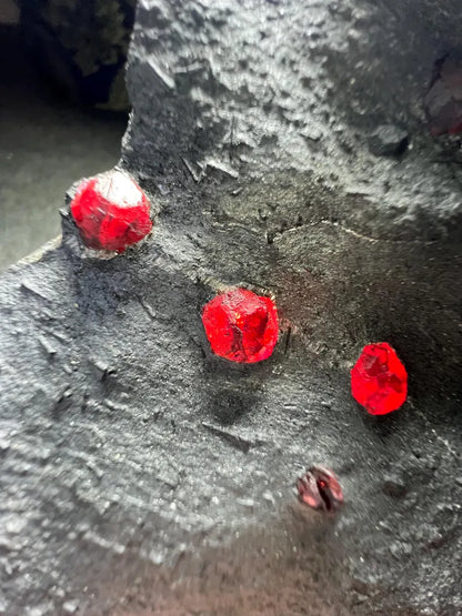 Red Garnet Crystals on Graphite from Massachusetts, USA - 66 Grams