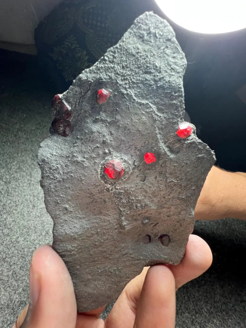 Red Garnet Crystals on Graphite from Massachusetts, USA - 66 Grams