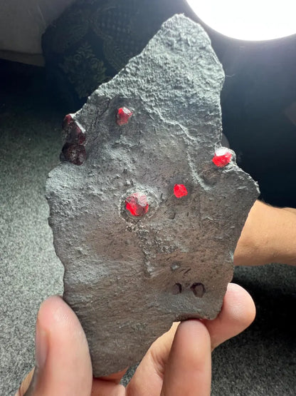 Red Garnet Crystals on Graphite from Massachusetts, USA - 66 Grams
