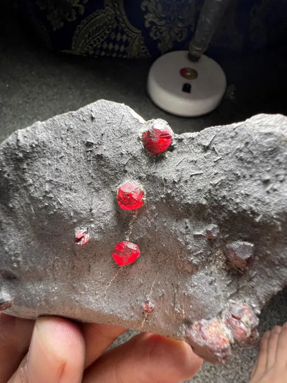 Red Garnet Crystals on Graphite from Massachusetts, USA - 66 Grams