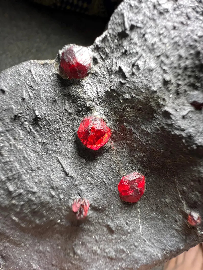 Red Garnet Crystals on Graphite from Massachusetts, USA - 66 Grams