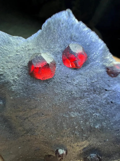 Red Garnet Crystals on Graphite from Massachusetts, USA - 66 Grams